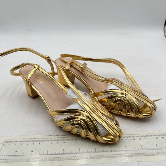 Elegant Gold Strappy Women's Heels - Picture 4 of 8